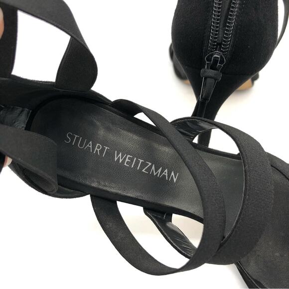STUART WEITZMAN The Mummy Gladiator Sandal Heel Black Suede 9 - Picture 6 of 12